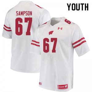 Youth Wisconsin Badgers NCAA #67 Cormac Sampson White Authentic Under Armour Stitched College Football Jersey EY31N34IF